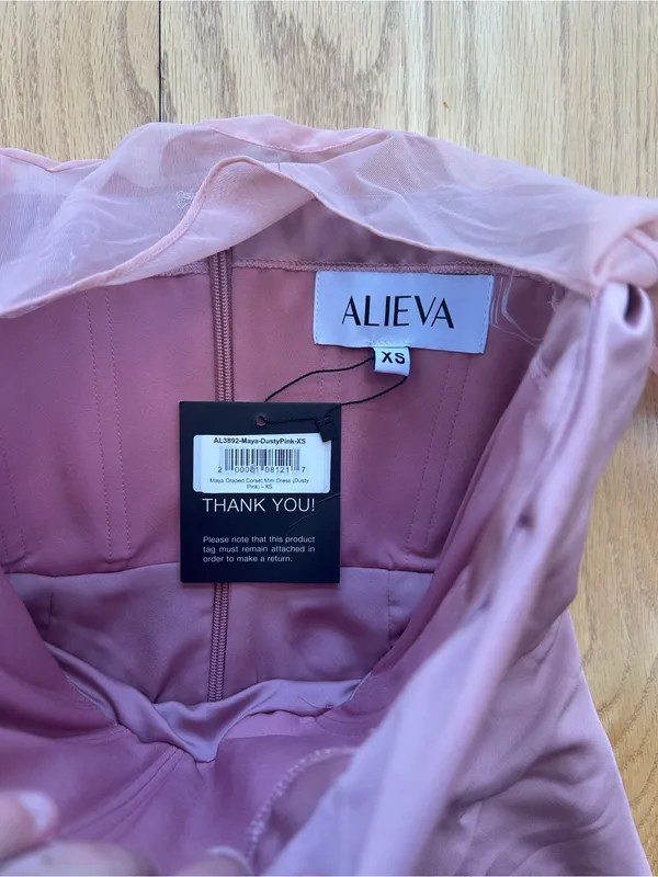 ALIAVA ALIEVA Maya Mini Dress Pink‎ Size XS NWT Cocktail Party Silk Corset Top - Image 11