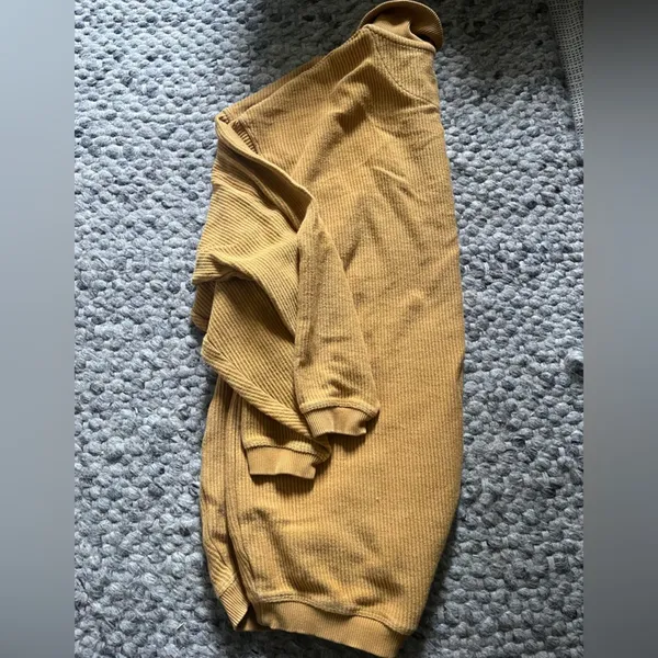Aerie quarter zip oversized Henley sweater mustard yellow size small - Image 4