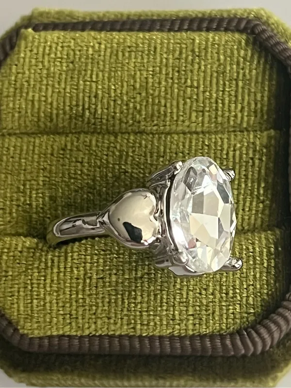 Timeless Design Titanium Silver Gorgeous CZ Diamond Gemstone Ring Size 7 NWT White - Image 3