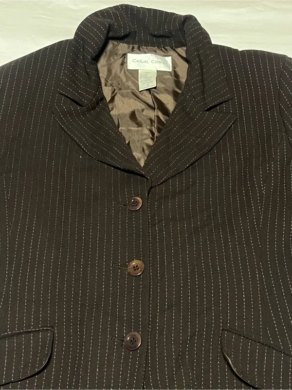 Vintage dark academia office siren espresso brown wool blend Blazer Size 10 - Image 3