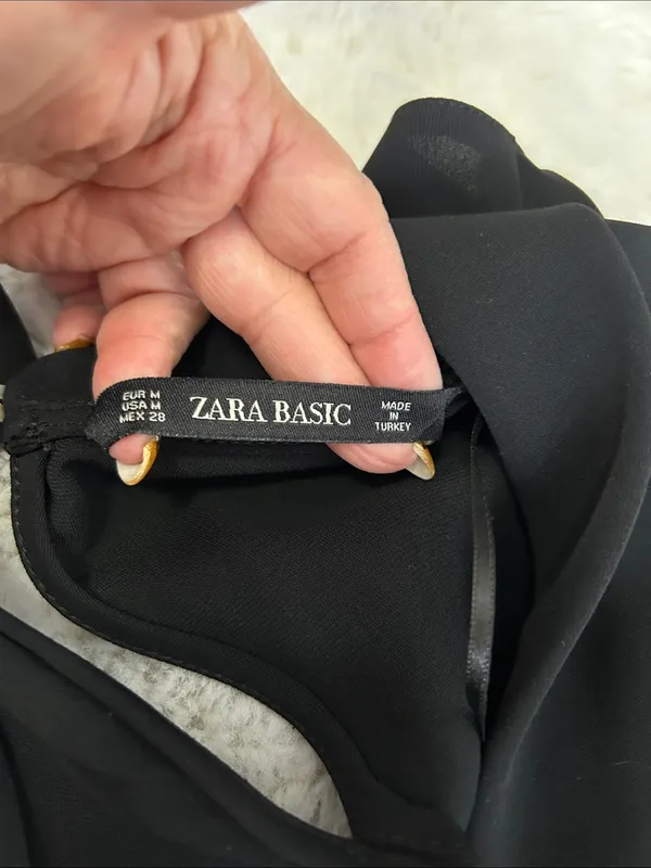 Zara Black Sleeveless Draped Neck Top - Image 6