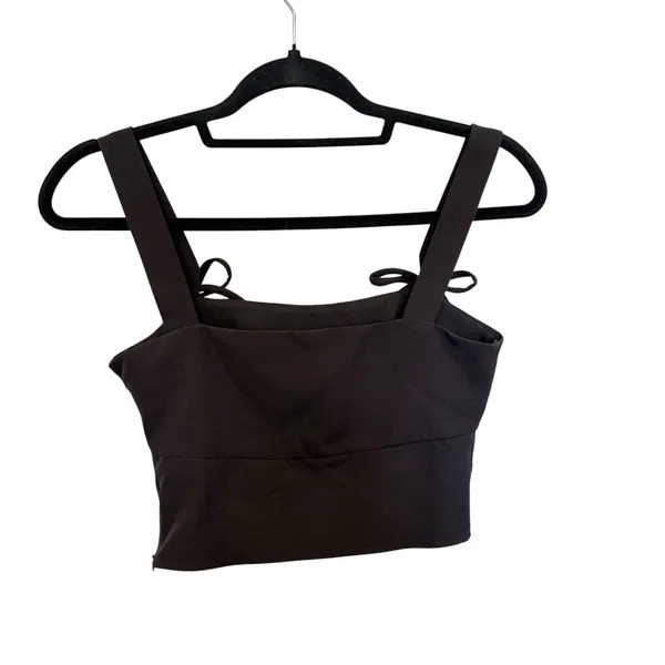 Zara Black Corset Crop Top with Bow Straps XS - Image 3