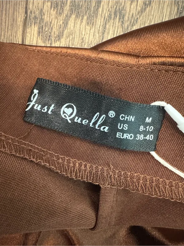 Just Quella Brown Satin Cutout Bodycon Dress - Image 5