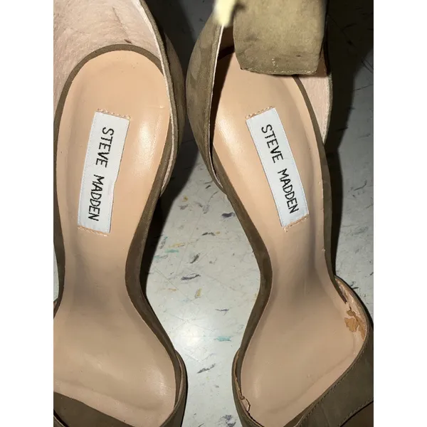 Steve Madden Olive Green Faux Suede Ankle Tie Stiletto Sandal Heels Womens Party - Image 4