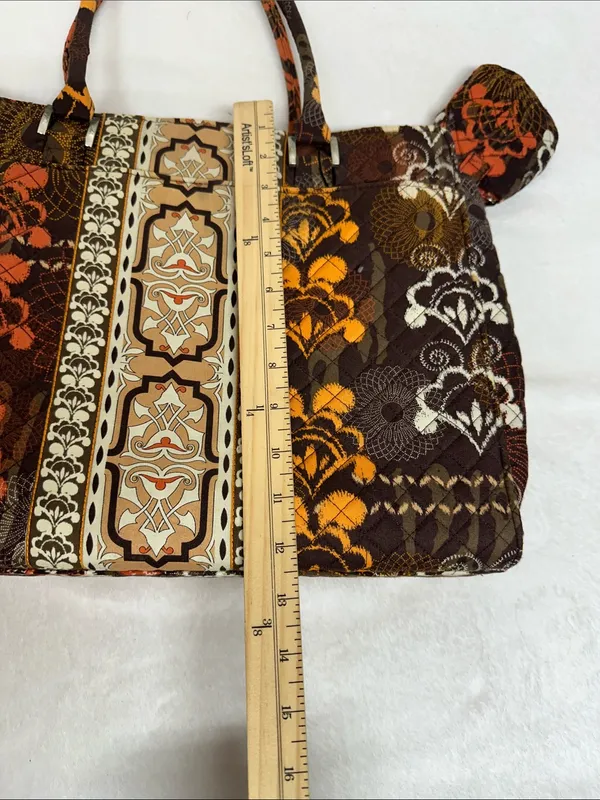 Stylish Orange and Brown Patterned Tote Bag with Crossbody strap - Image 10