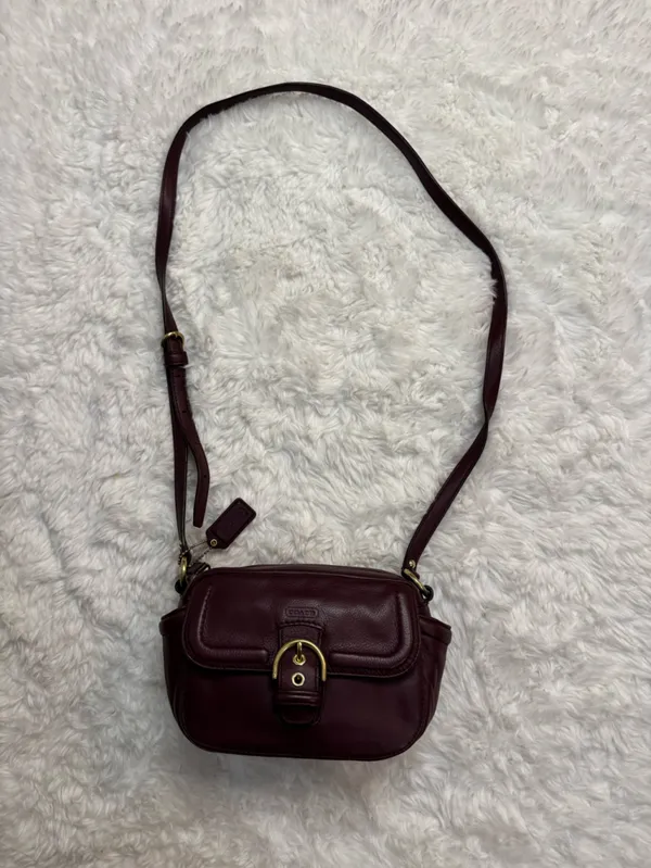 Coach Burgundy Leather Camera Crossbody with Gold Hardware - Image 13