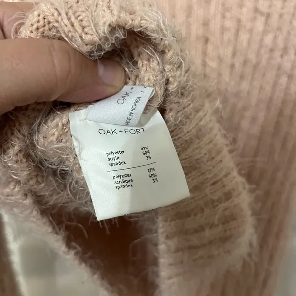 OAK +‎ FORT eyelash collared sweater size small tan - Image 4