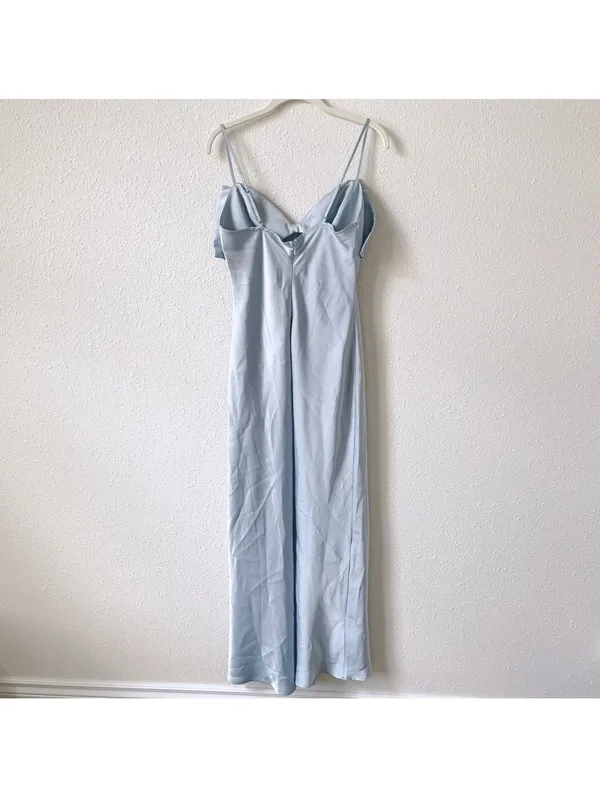 Astr The Label Satin Bow Midi Dress Ice Blue Size Medium Feminine Party Wedding - Image 2