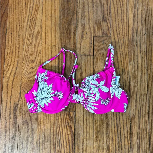 California Waves Tropical Pink Bikini Top S NWOT Swimsuit‎ Bathing suit Beach - Image 2