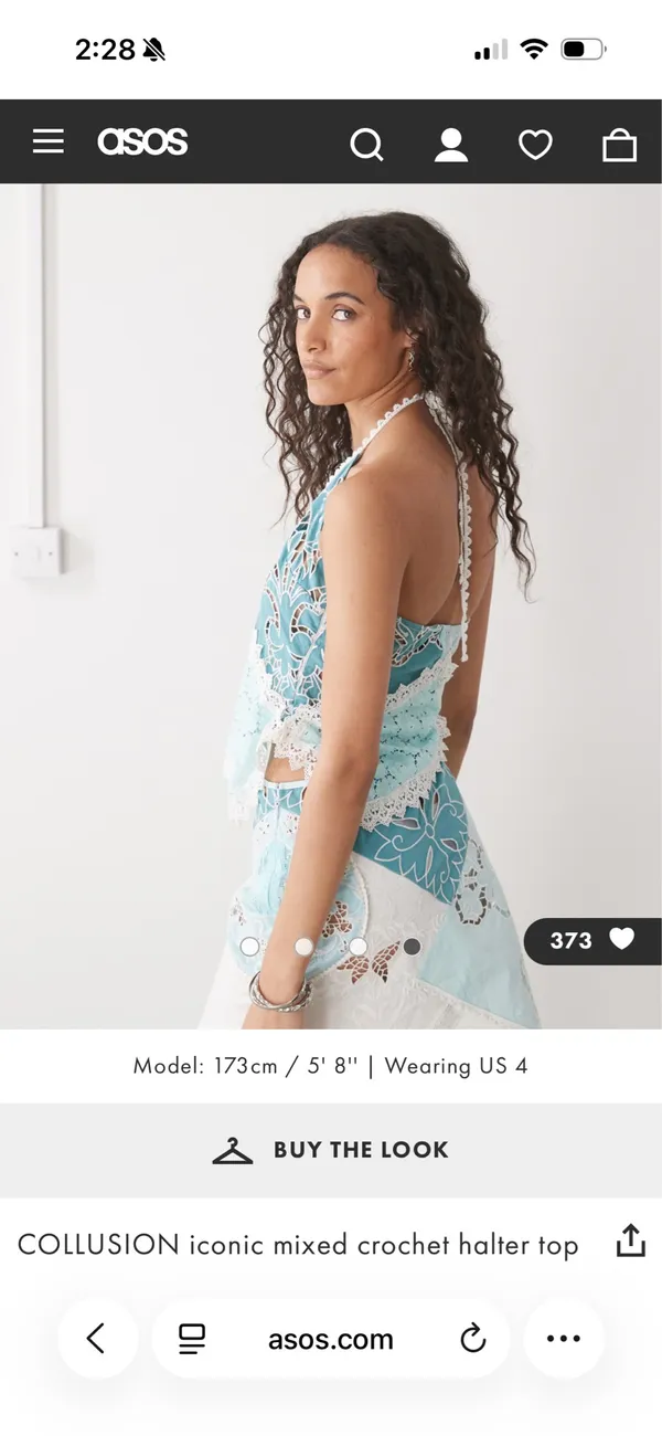 Blue and White Lace Detail Top - Image 3
