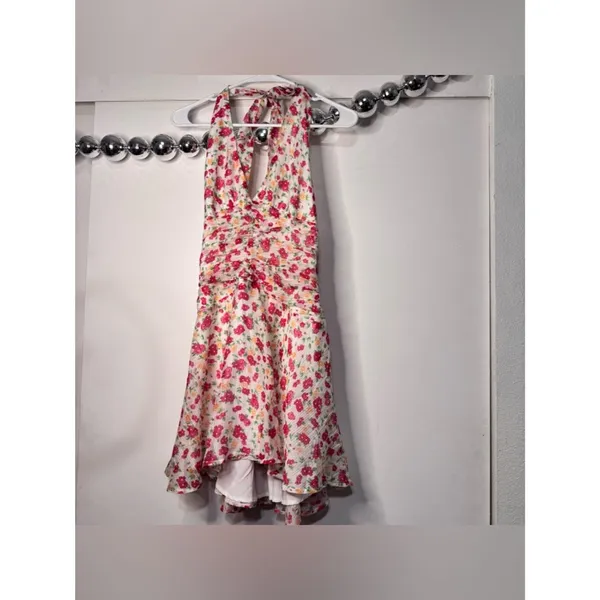 Hello Molly Floral Fiesta Halter Mini Dress Print NEW - Image 2