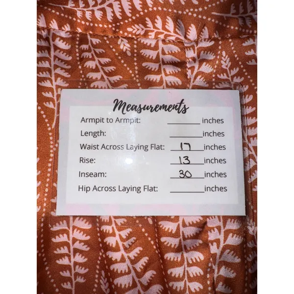 Hutch Rust Orange Pink Leaf Print Wide Leg High Waist Satin Pants Large‎ Womens - Image 5