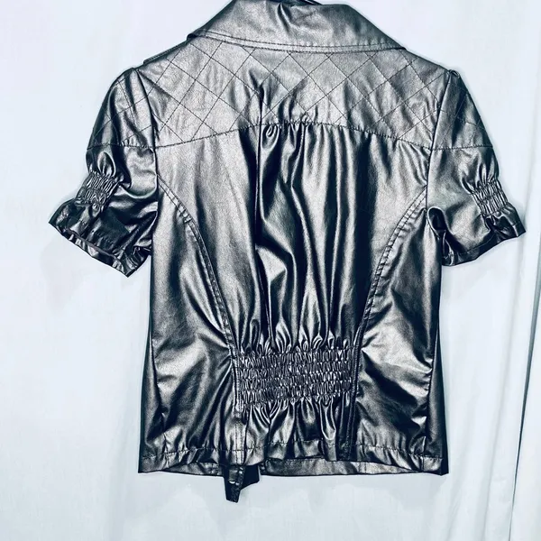 Wet Seal Faux Leather Gunmetal Silver Jacket L - Image 2