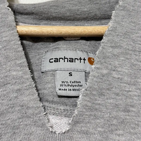 Carhartt Gray Hoodie Size Small Oversized Distressed Women’s - Image 3