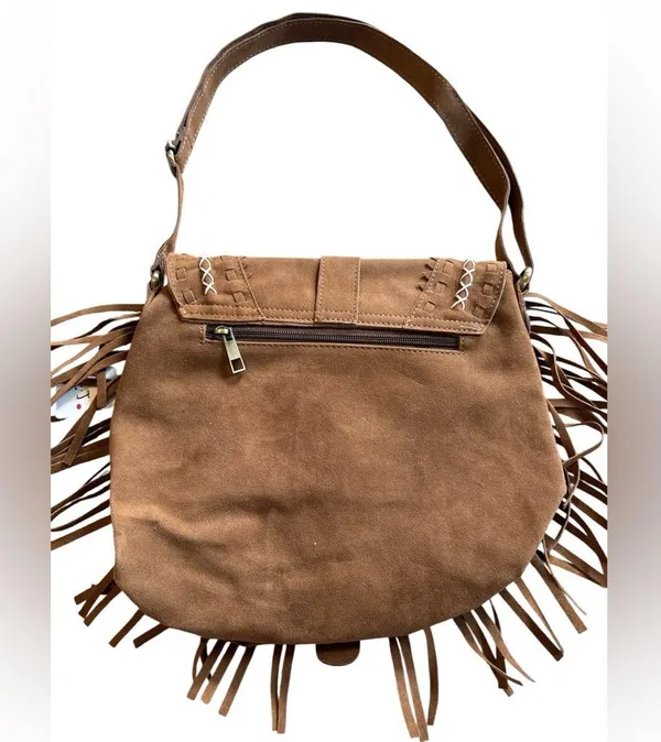 Fringe Brown Shoulder Bag - Image 2