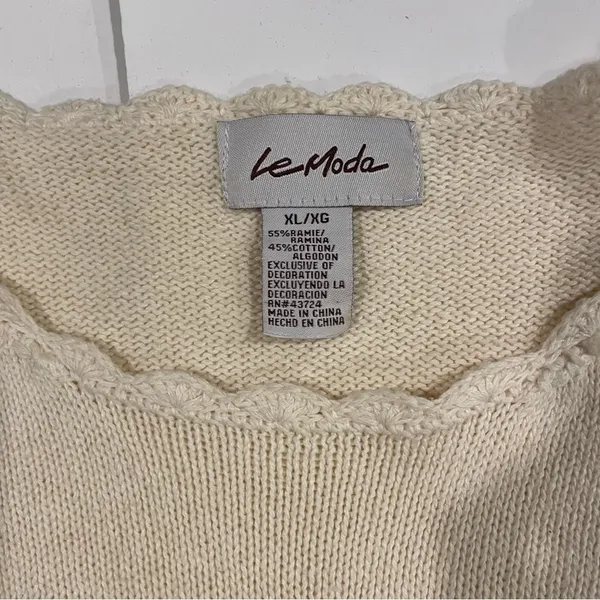 Vintage cream Christmas tree Grannycore coastal grandma scallop neck sweater 🎄 - Image 5