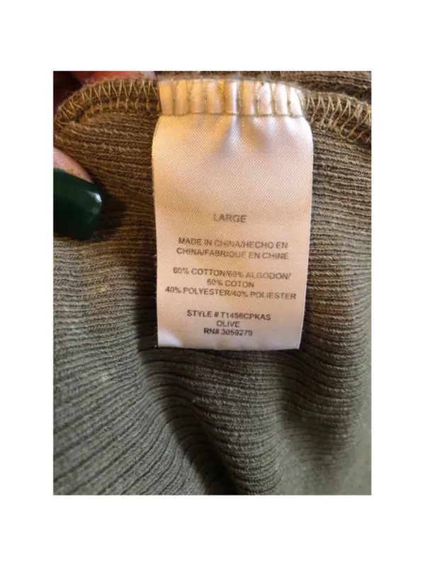 altar’d state Women’s Distressed Waffle Knit Top, Large, Tan/Olive - Image 6