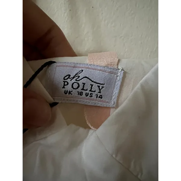 Oh Polly Mallory Bow-Detail A-Line Midi Dress in White Size 14 New - Image 5