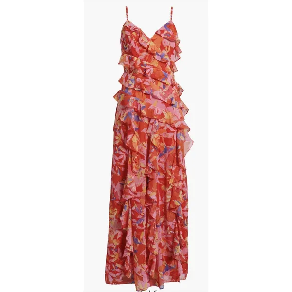 Eliza‎ J Floral Ruffle Fil Coupé Maxi Dress Size 5 Floral Sundress Slip dress - Image 5
