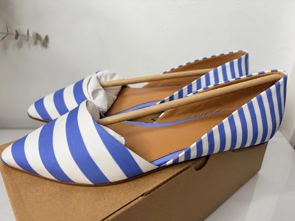 J.Crew Zoe D’Orsay Flats Blue White Stripe Pointed Toe Nautical Preppy Size 6 - Image 3