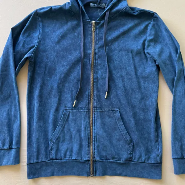 Jay Basics Faux Denim Zip Up Hoodie - Image 4