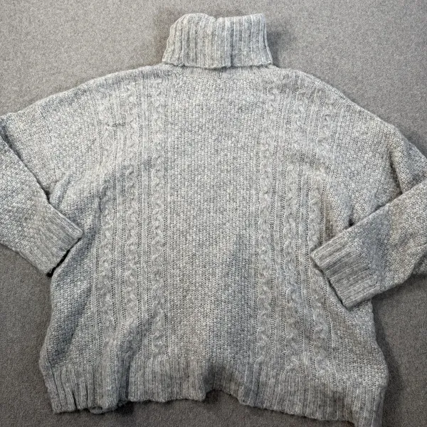 Aerie Women's Small Gray Cable Knit Turtleneck Sweater Oversized Pullover Wool - Image 9
