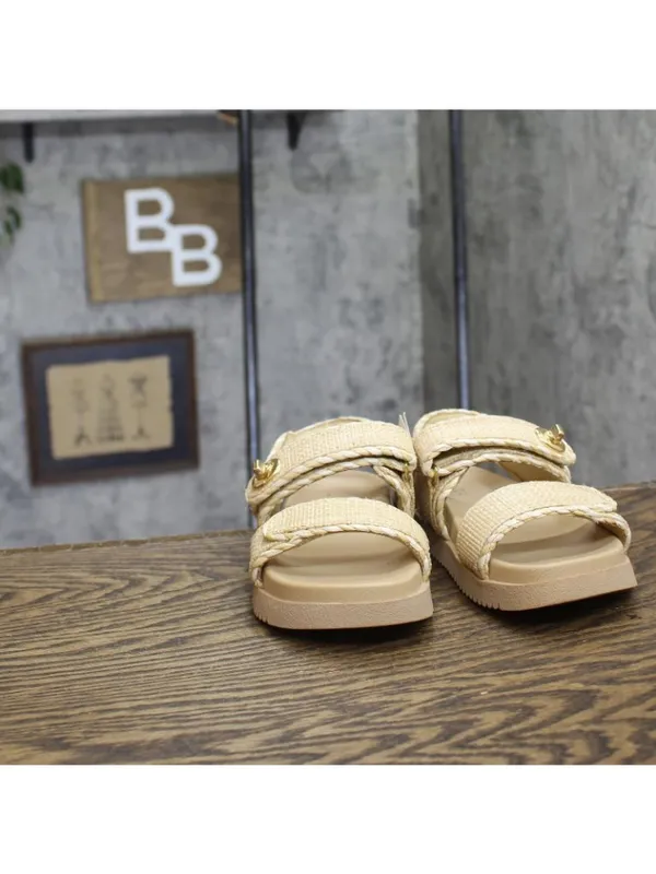 A New Day Womens Tilly Raffia Platform Footbed Sandals 92611752 Tan Brown 6M - Image 3