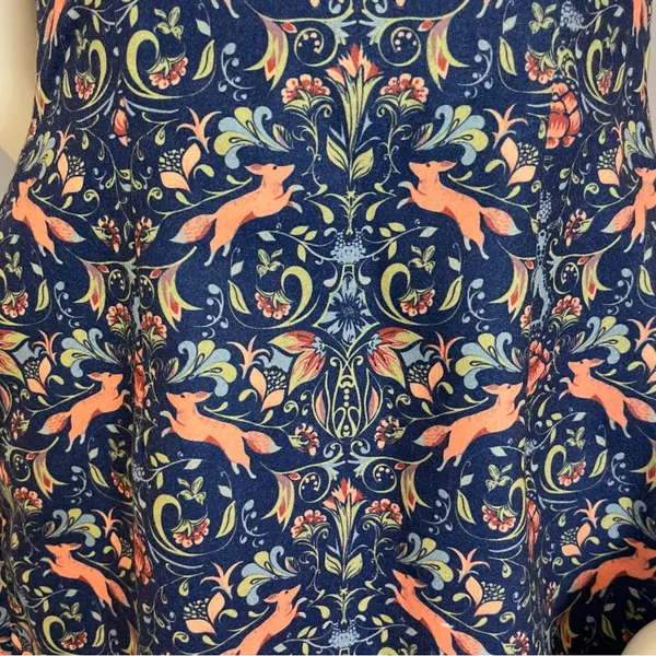 Pink Martini Dress Fox Print Blue Floral A-Line Lined‎ Small Women Cap Sleeves - Image 13