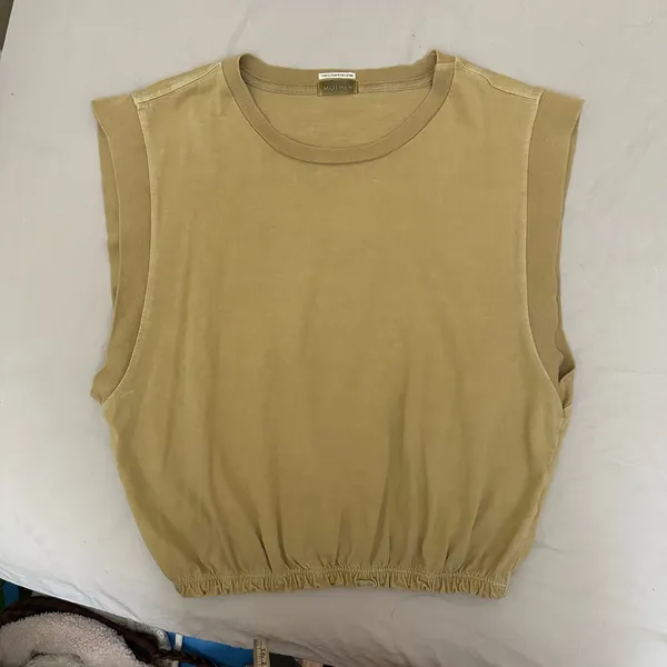 Mother The Swiper‎ Crop Top Bronze Mist Tan Size Small Elastic Band Sleeveless - Image 4