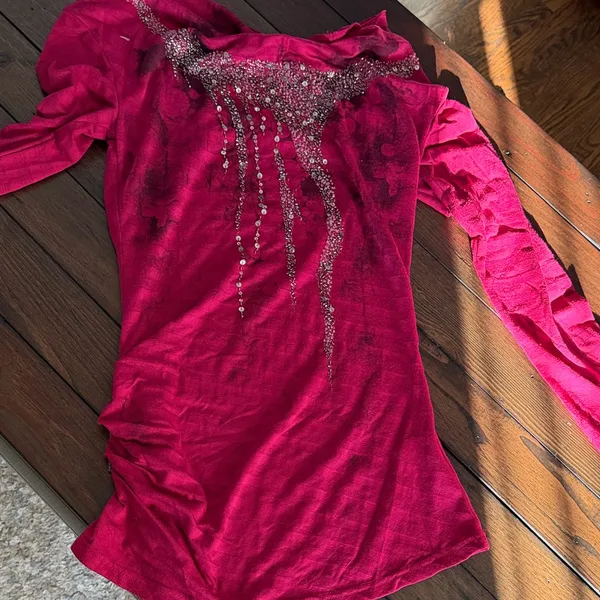 Miss Me magenta with rhinestones long sleeve top size-L - Image 7