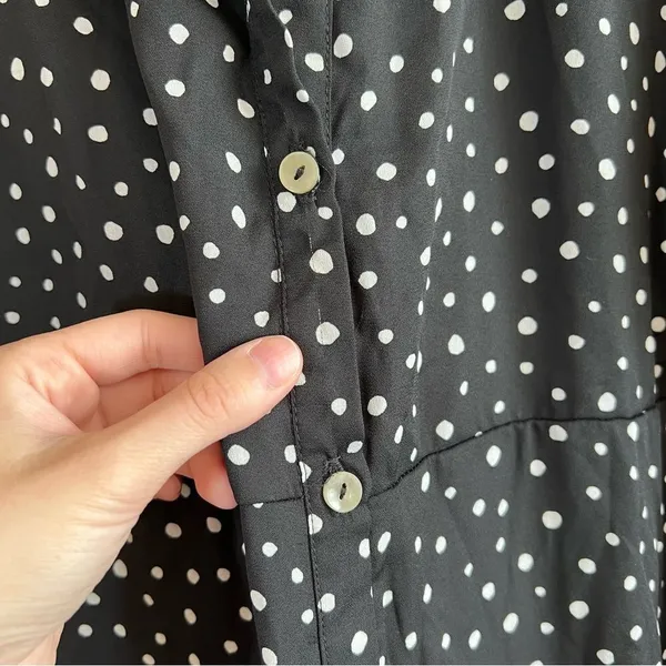 ✨ Full Moon Maternity Polka Dot Black White Dress Large‎ - Image 8