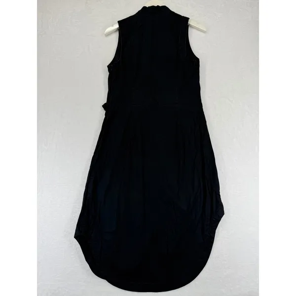 Acler Black Sleeveless Wrap Dress Button Detail‎ Asymmetrical Hem Size US 6 - Image 10