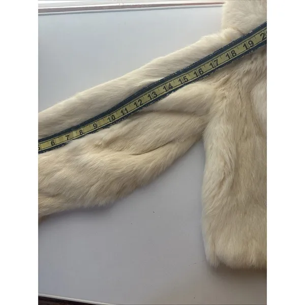 Vintage Cream Genuine Rabbit Fur Jacket Size Small - Image 11