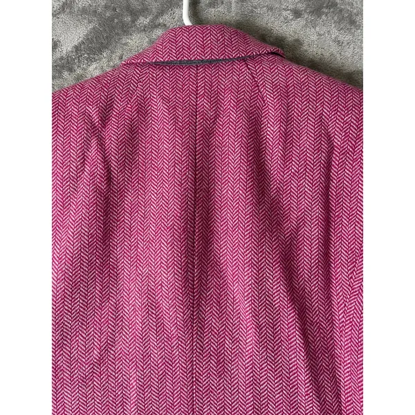 J.Crew Wool Blend Schoolboy Blazer Pink Herringbone Gold Button Size 4 - Image 4