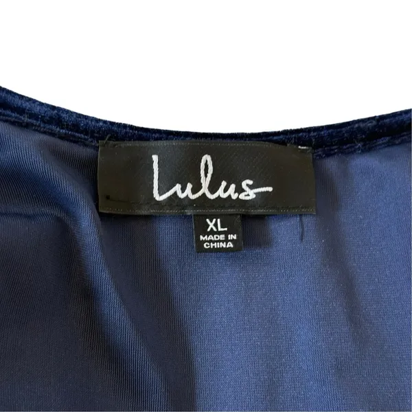 Lulus Wrapped in Luxe Navy Blue Velvet Bell Sleeve Skater Dress XL Dark Romantic - Image 6