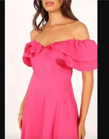 Petal & Pup Cabo Magenta Frill Sleeve Midi Dress M - Image 2