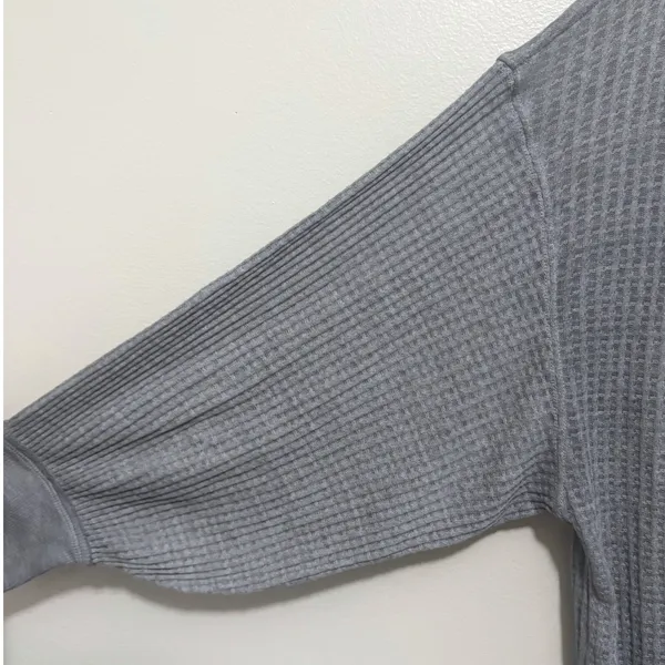 Free People We‎ The Free South Side Waffle Knit Thermal Charcoal Gray Sz XS - Image 6