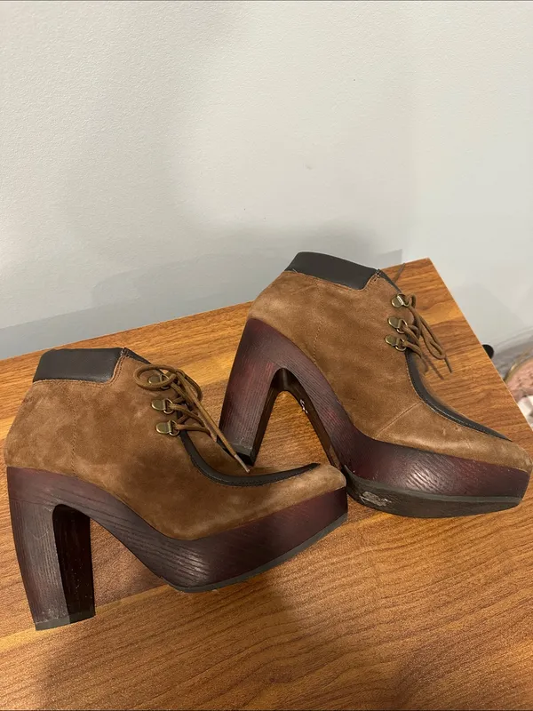 Lucky Brand Brown Suede Platform Heeled Boots - Image 3
