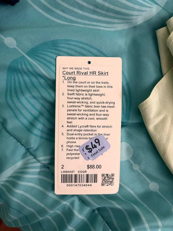 Lululemon Mint Green Court Rival HR Skirt Long - Image 5