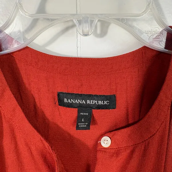 Banana Republic Burnt Orange Sleeveless Button Down High Neck Tank Top Large LP - Image 2