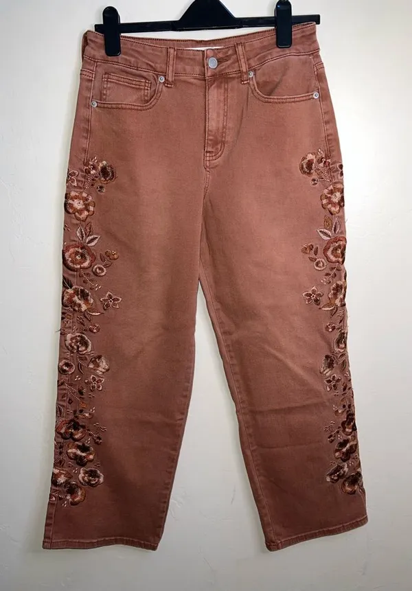 Altar'd State Rosewood Embroidered Straight-Leg‎ Jeans - Image 3