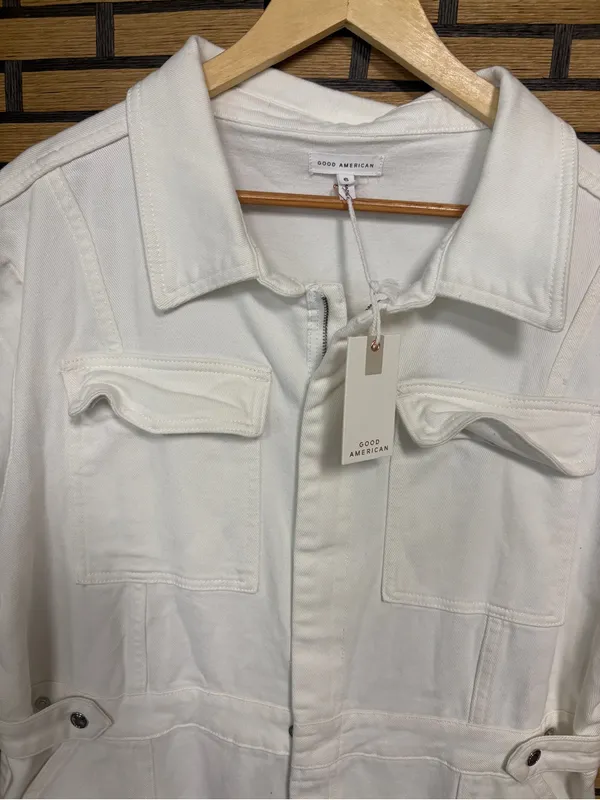 Good American white denim jumpsuit size 6 - Image 4
