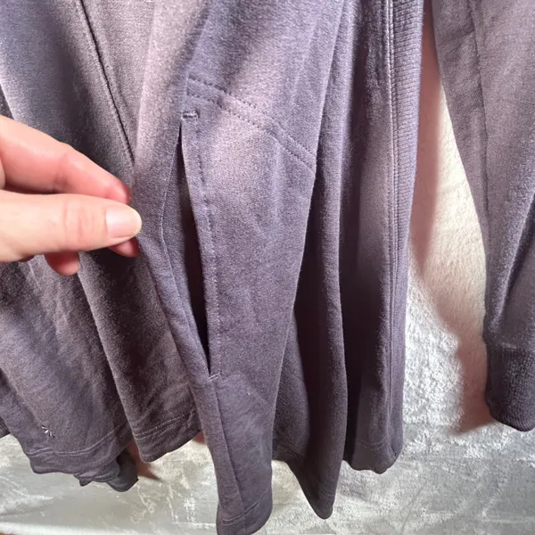 Athleta Womens‎ Purple Gray Open Front Drape Cardigan Long Sleeve Pockets - Image 5