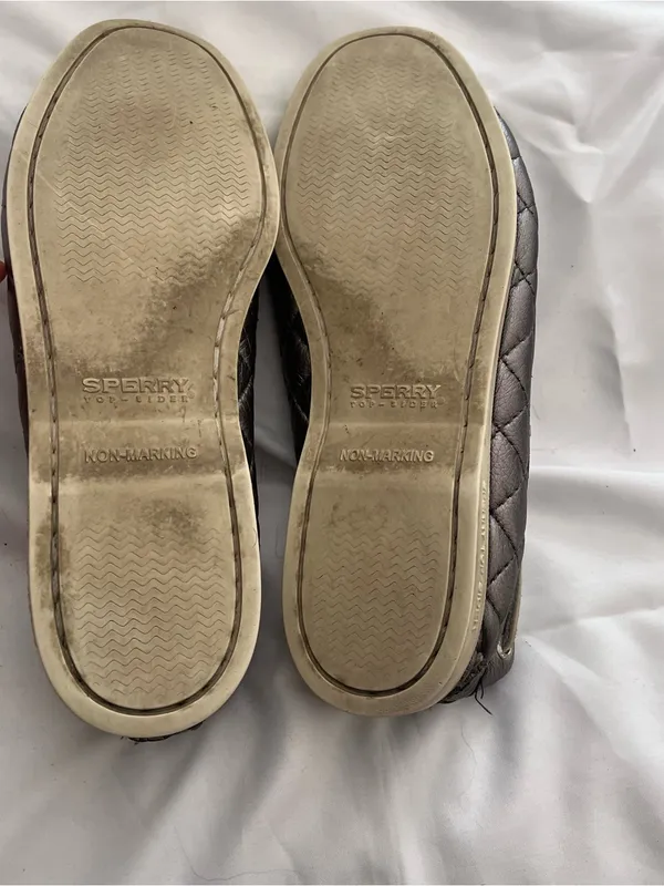Sperry Metallic Quilted Leather Boat Shoes Size 9 - Image 15