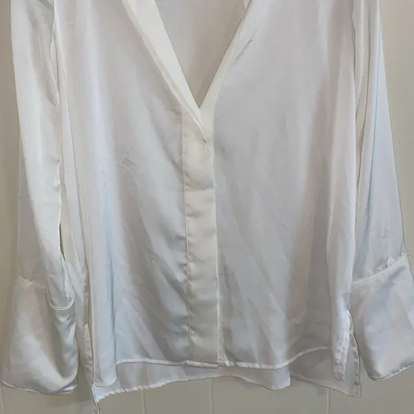 Zara Basic Collection White V Neck Blouse - Image 3