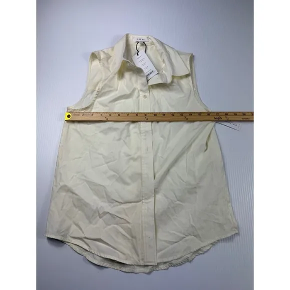 Vetta Sleeveless Button Down‎ Shirt Ivory Collared Top XS - Image 3