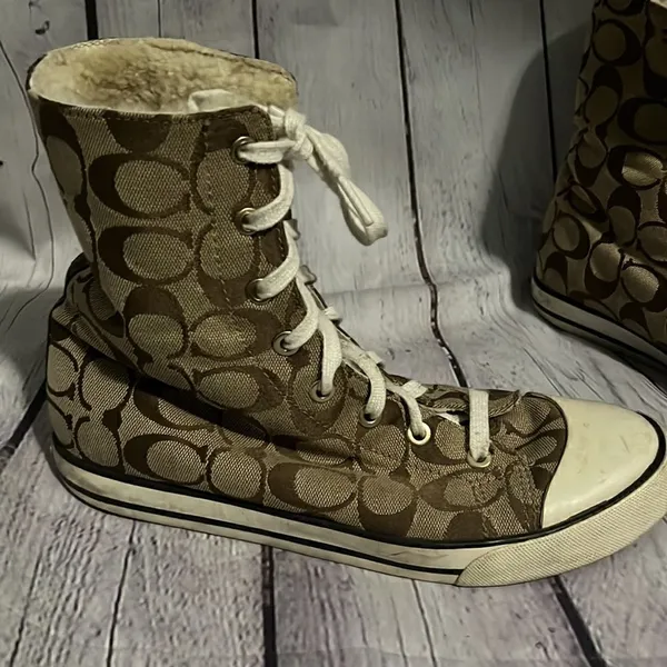 Coach - Logo High Tops - Shearling Lined - 8.5 - Brown - Image 5