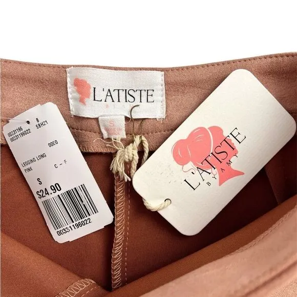 L'Atiste By Amy Light Brown‎ Taupe Faux Suede Crop Tube Top Pants Set Size Small - Image 7