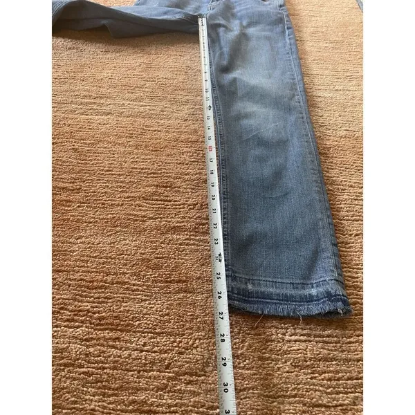 Zara Blue Distressed Straight Leg Jeans Women’s Sz 28 Raw Hem Made in Turkey - Image 7