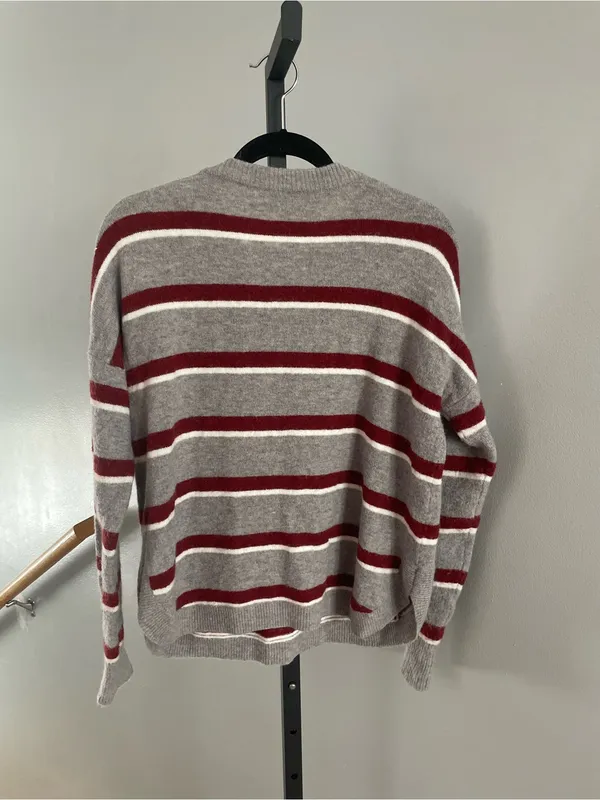 Madewell Wool Alpaca Blend Stripe Crew Neck Sweater Size Medium - Image 3